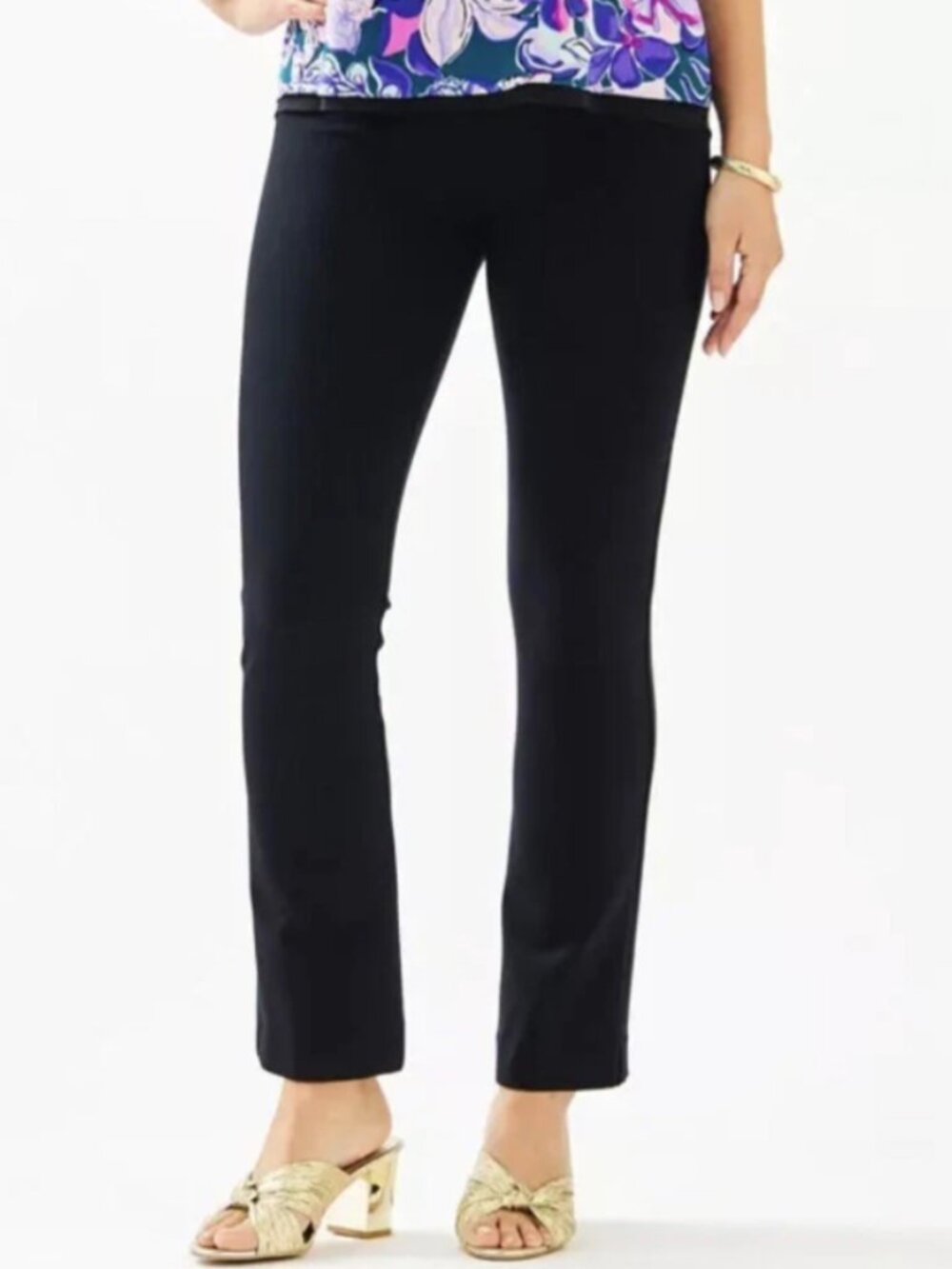 Lilly Pulitzer Mia Crop Flare Ponte Pull On Pants Minimalist Black - NWT - XS